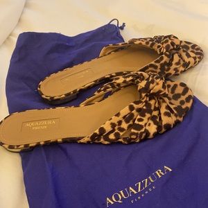 Aquazzura leather print knotted flat sandals w/ dustbag